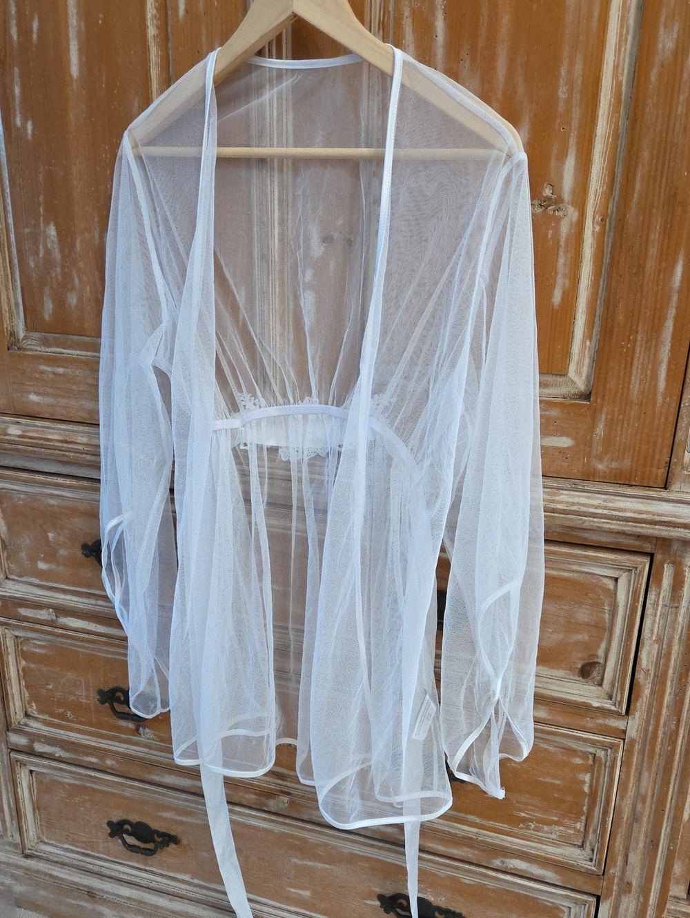Sheer White Mesh Robe Sexy Wedding Romance— Women Intimates & Sleepwear